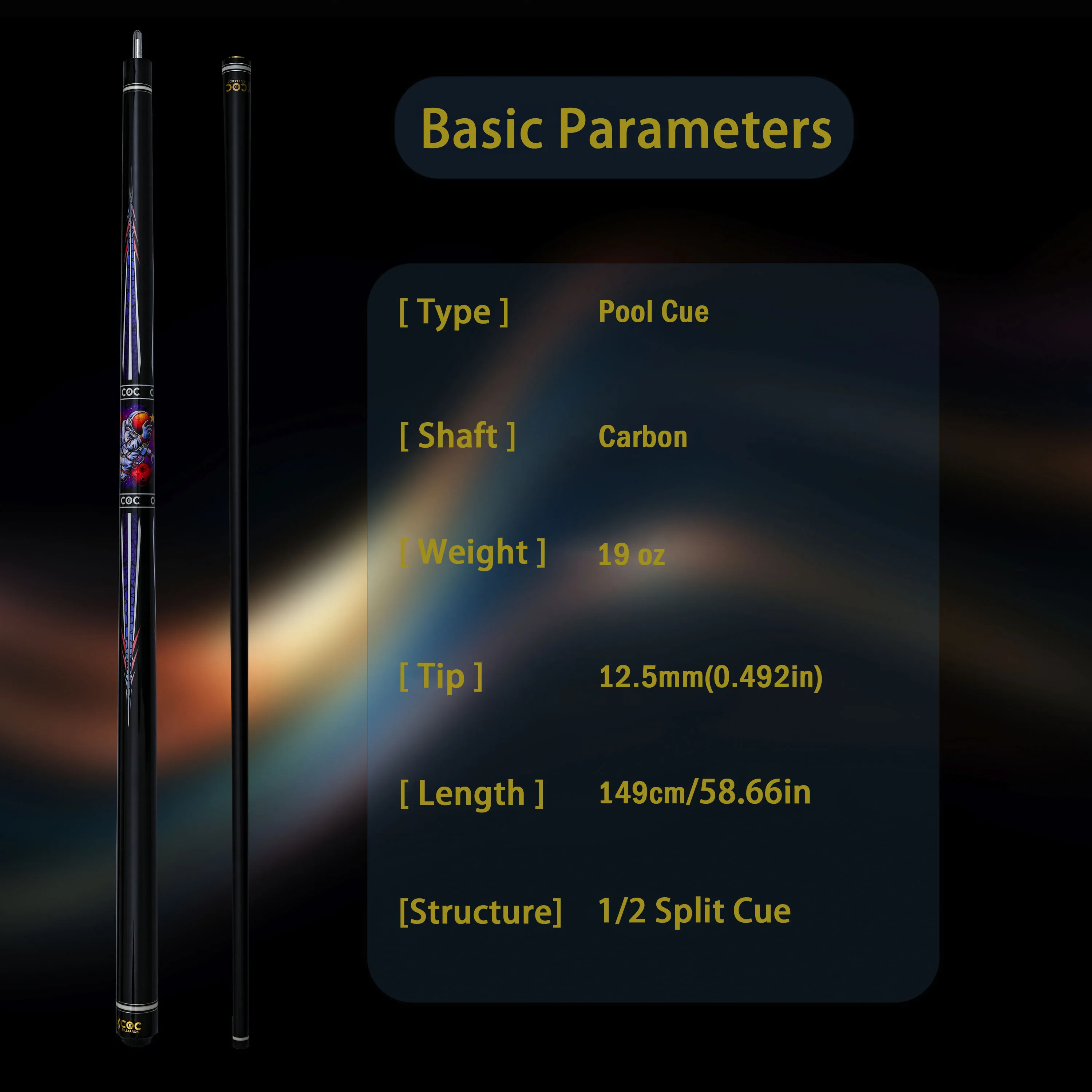 Low Deflection 12.5mm Professional Carbon Composite Pool Cue - Multi-Layer Tip & Stainless Steel Joint | High Performance Cue