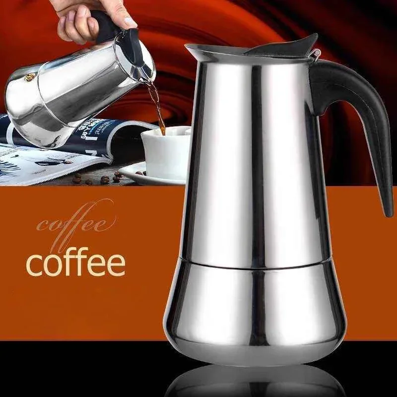 Mokka Espresso Latte Percolator Stove Koffiezetapparaat Espresso Pot Italiaanse Koffie Machine 200/300/450Ml Rvs Restaurant, Bar