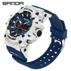 SANDA Men's Sports Watch for Men Women Quartz Digital Dual Display Watches Shock Water Resistant Camping GYM Wristwatch 6M6225