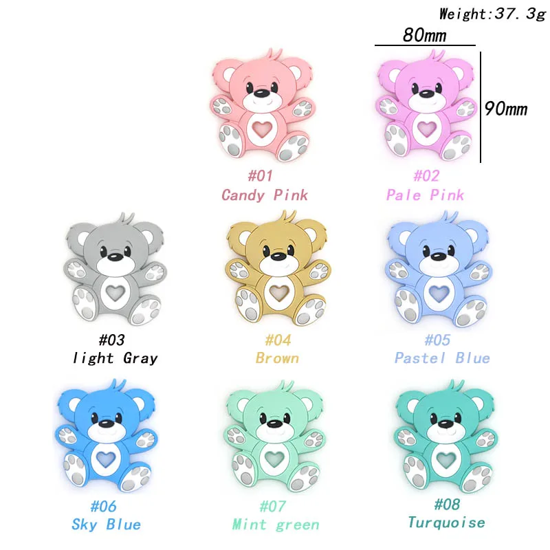 1pcs Hot Little Bear Little Raccoon Cat Silicone Focus Beads Pendant Accessories BPA-free DIY for Jewelry Making Food Grade