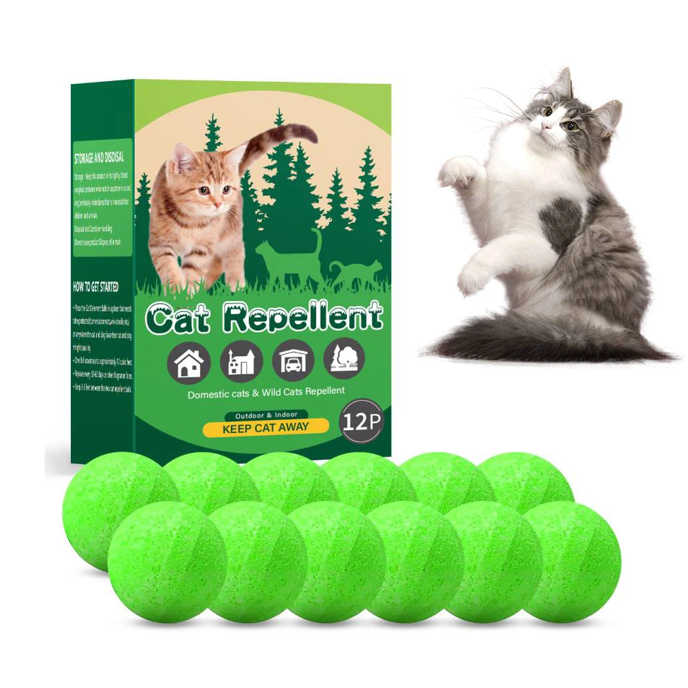 

12 Pack Cat Deterrent Outdoor Indoor Natural Peppermint Oil Cat Deterrent Ball Cat Repellent Keep Cats Off Lawn Yard Garden