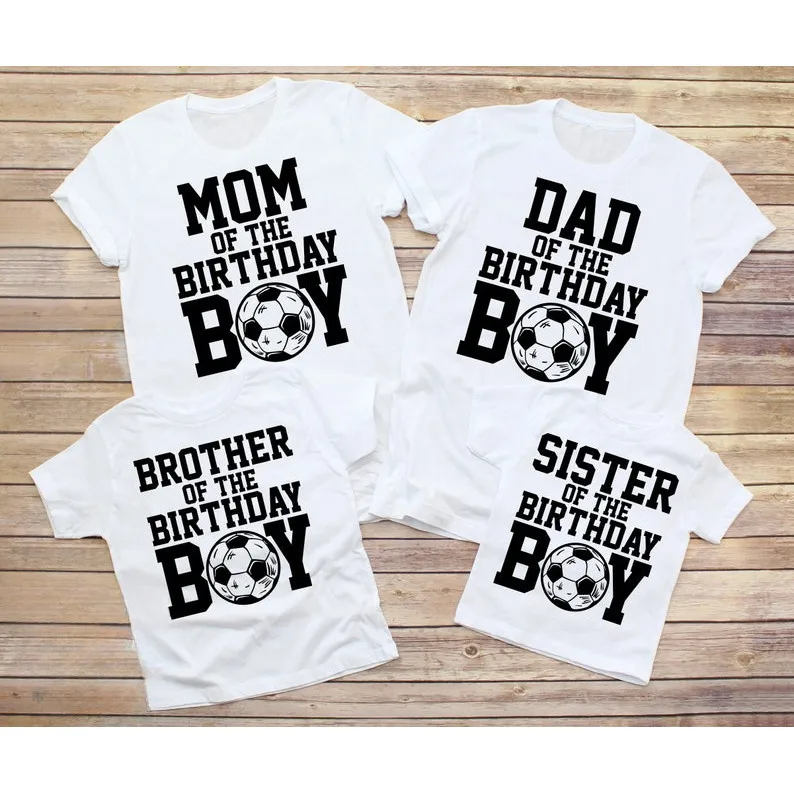 

Soccer Birthday Family Matching Tshirts Graphic Football T Shirt Mom Dad Bro Sis Birthday Boy T-Shirt Party Clothes White Outfit