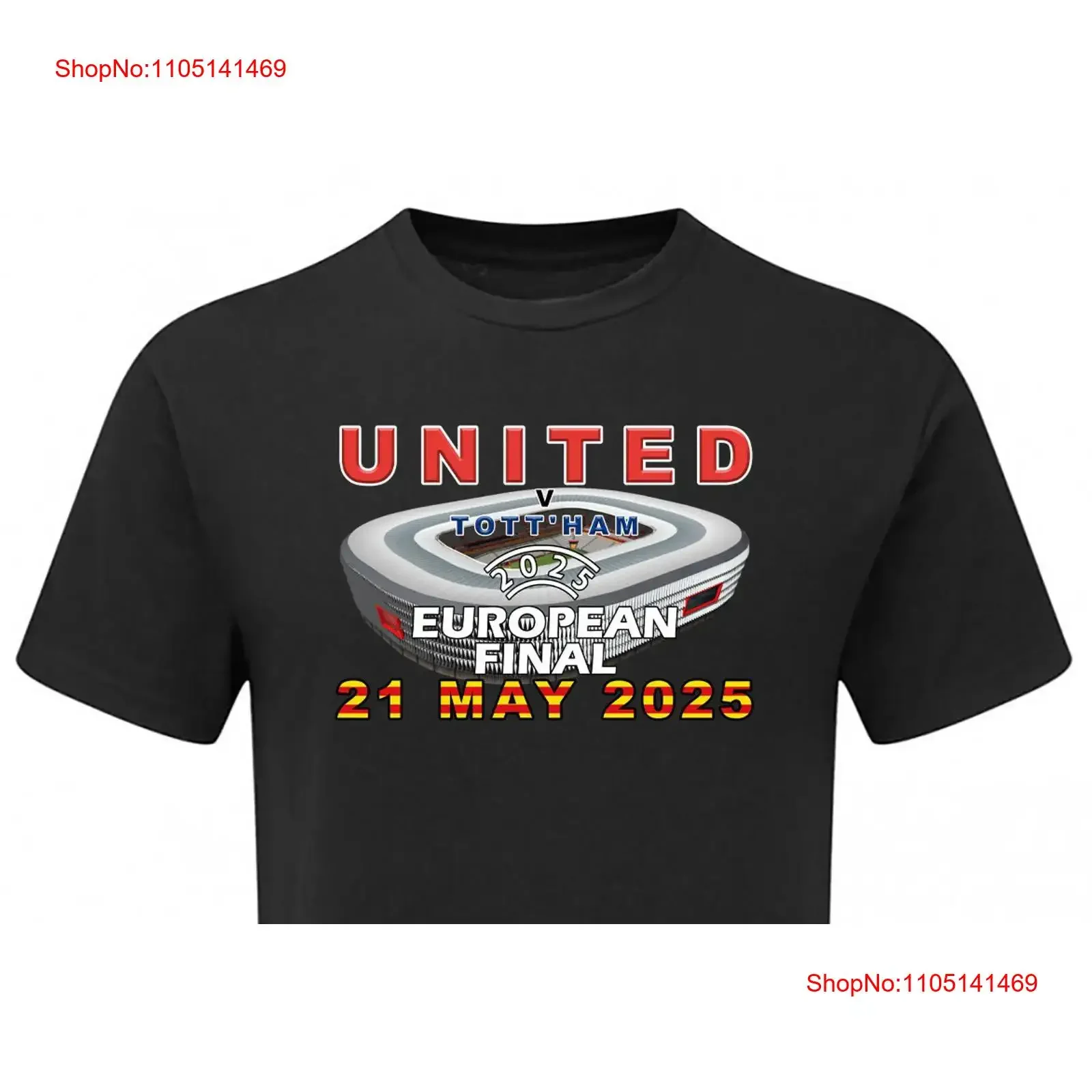 Camiseta UNITED European Cup Final 2025 Fanmade League Bilbao España vintage lavada estirada ligeramente transpirable moda
