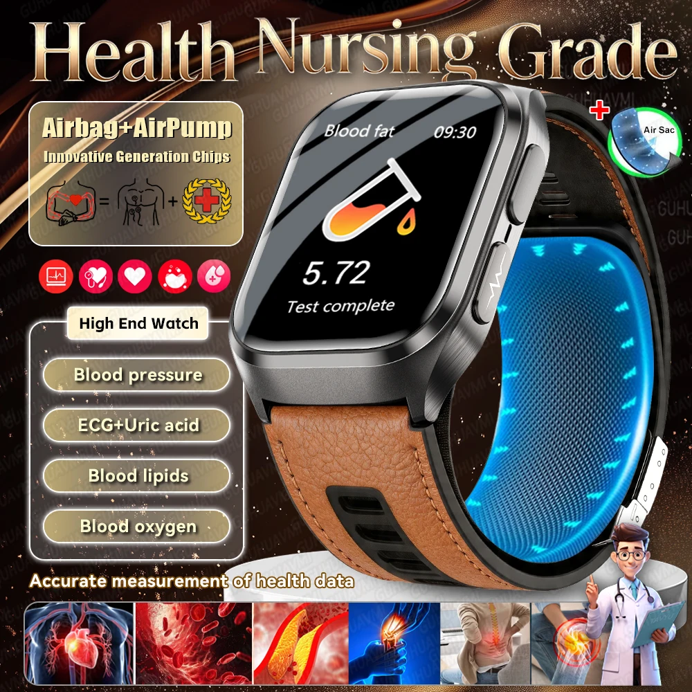 

2026New Airbag ECG Health SmartWatches Blood Pressure Uric Acid Heart Body fat Bluetooth Call AI Diagnostic Bracelet Men Women ﻿