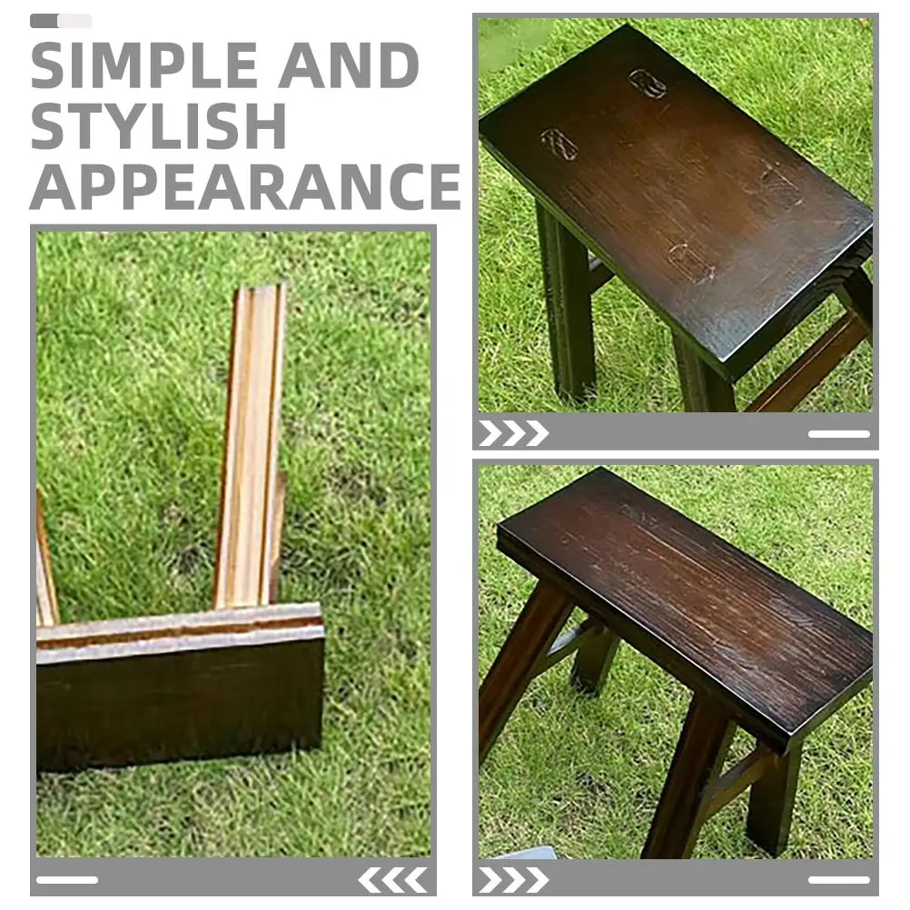 Small Bench Step Stool Light Brown Farmhouse Children Adult Wood Sturdy Versatile Use Bedroom Bathroom Footstool