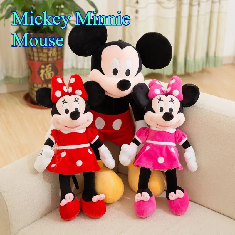 

35cm Disney Anime Mickey Minnie Plush Doll Cartoon Red Pink Minnie Mouse Plush Toys Children Birthday Gifts Lovely Plush Toy