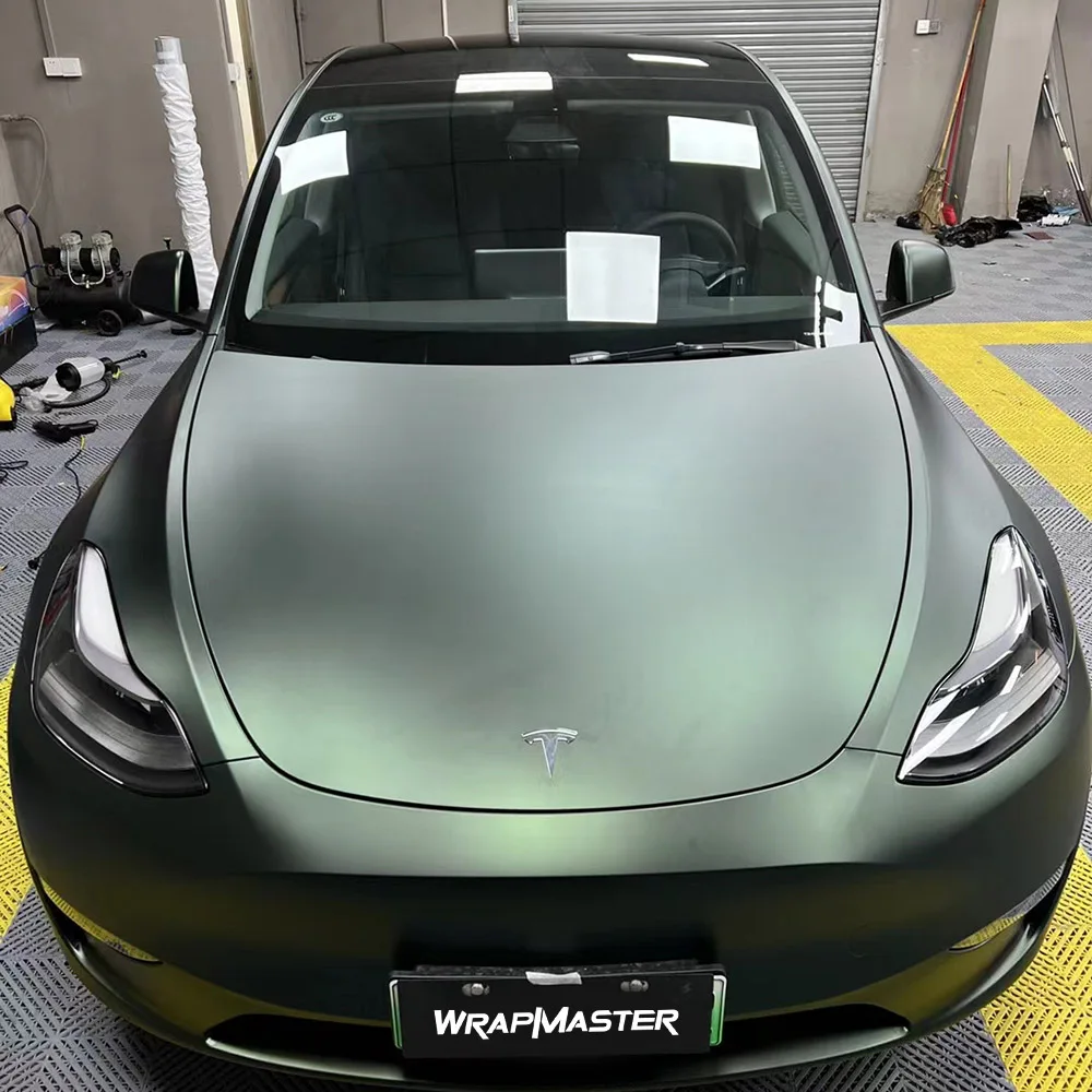 Car Wrap Auto Vinyl Car Body Film Stretchable Easy to Install removable Bubble-Free Premium PET Stone Green