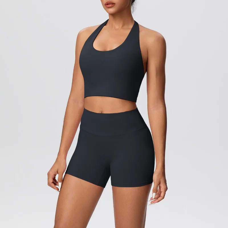 

2 Pcs Women's Seamless Yoga Set Sports Fitness Gym 2-piece Set Vest Long Pants Tracksuit Breathable Quick Drying Bodysuit