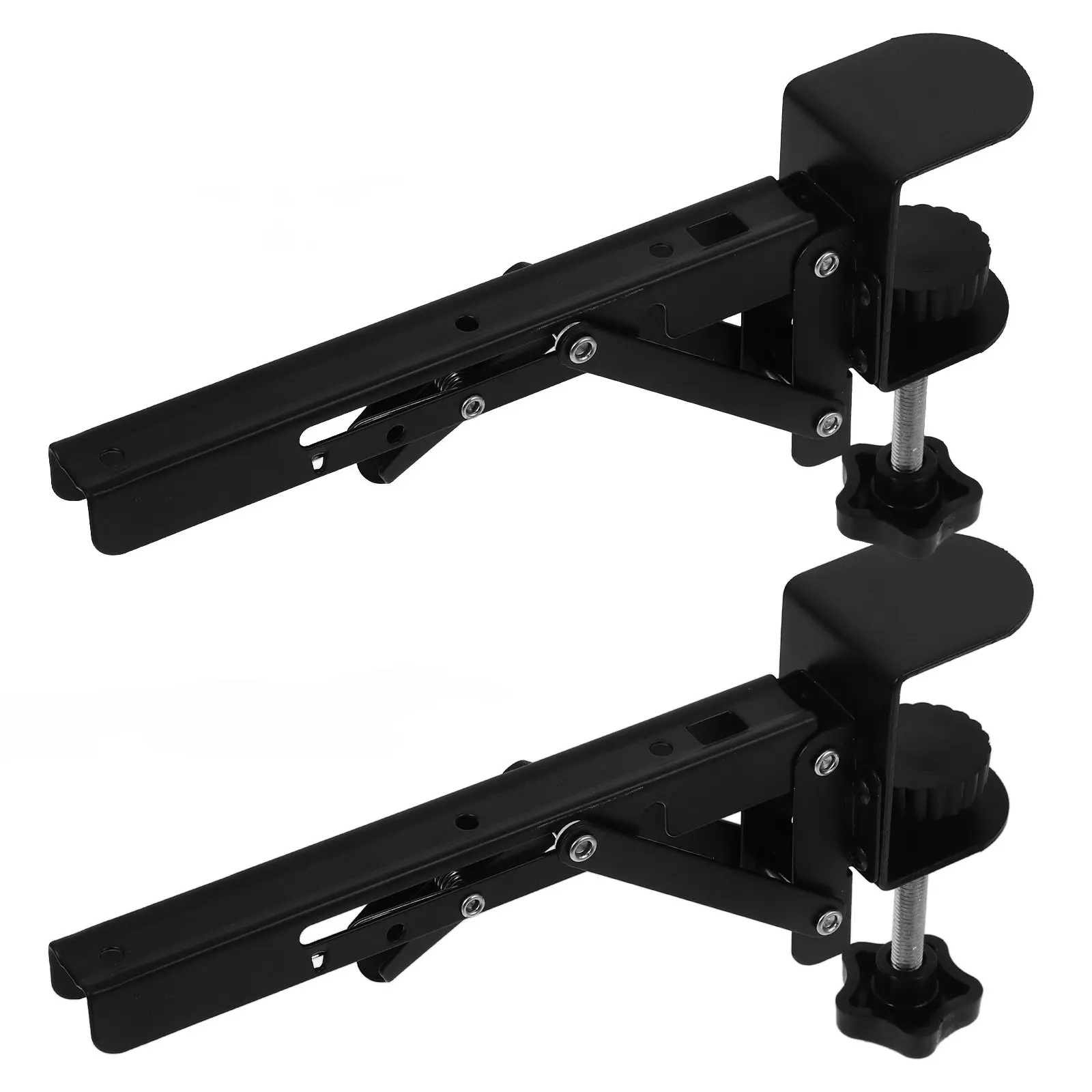 

2Pcs Adjustable Clamp Desk Armrest Shelf Ergonomic Computer Desk Extender Tray Foldable Keyboard Stand No Drilling