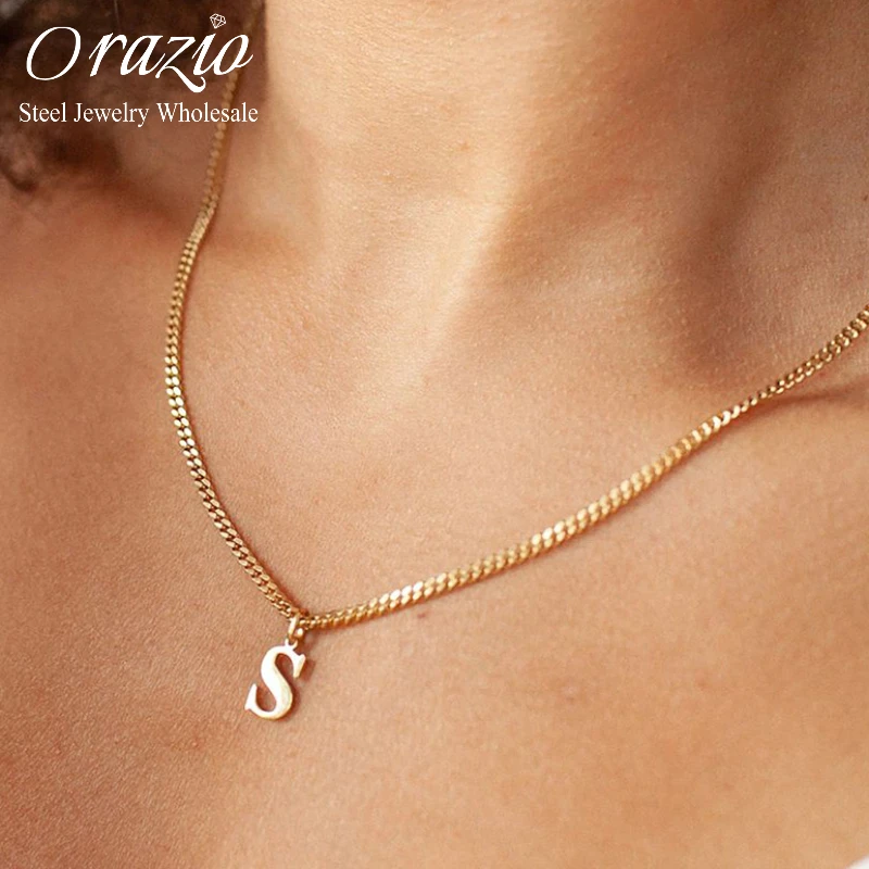 Orazio 26 Initial Pendant Necklace Stainless Steel DIY Letter Customized Name Neck Chain Nice Jewelry Wholesale&Dropshipping