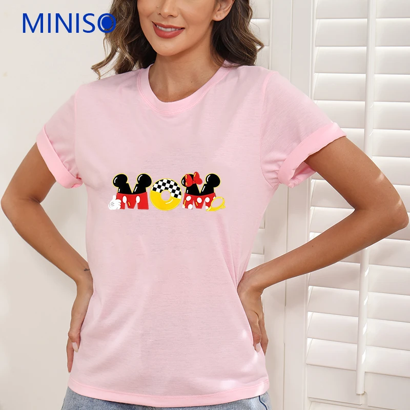 

Clothing Disney Mickey and Friends Scene Joy Print Ladies Crew Neck Short Sleeve New T-Shirt Cute Fashion Ladies Bottom