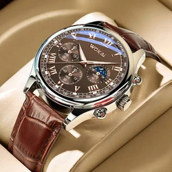 Luxury Brand Watch Men Quartz Watches Leather Strap Fake Three Eye Fashion Business Wristwatches Dropshipping Π§Π°ΡΡ ΠΡΠΆΡΠΊΠΈΠ΅ Reloj
