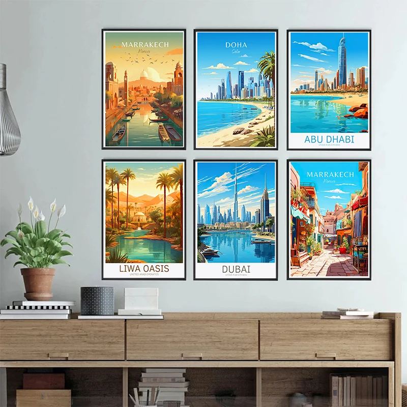 Vereinigte Arabische Emirate Reise Landschaft Poster Abu Dhabi Cairo Liwa Oase Leinwand Malerei Foto Wand kunst Bild Büro Wohnkultur