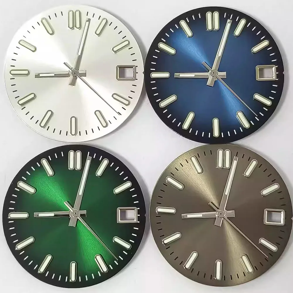 

28.5mm Watch Dial With Watch Pointer Green Luminous Dial NH35 Hands for NH35 NH36 Movement Single Calendar Watch Face + Needle