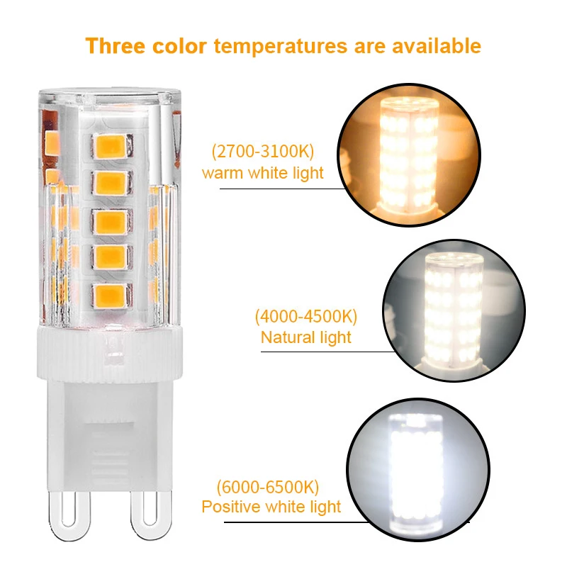 Brightest G9 LED Lamp AC 220V 3W Ceramic SMD2835 LED Bulb 360 Beam Angle Chandelier Light Spotlight Replace Halogen Lights