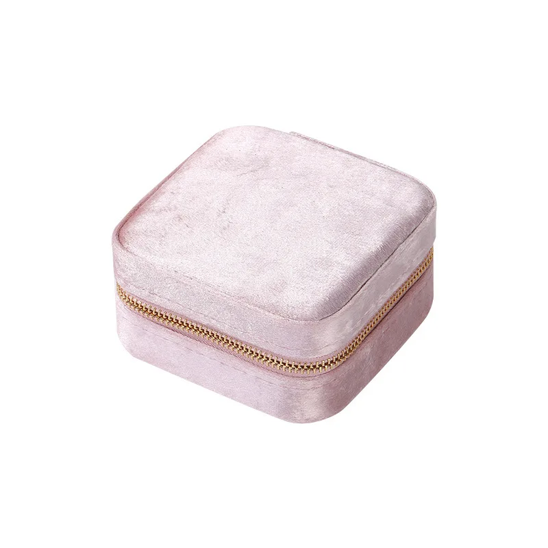 Portable Velvet Jewelry Box Double Layer Zipper Design Earring Stud Ring Organizer Flip Cover Style for Easy Storage And Carry