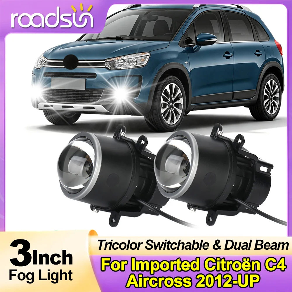 2PCS Bi LED Projector 3 Inches Headlights Fog lights Lenses 3000K-4300K-6000K Fog Lamp For Imported Citroën C4 Aircross 2012-UP