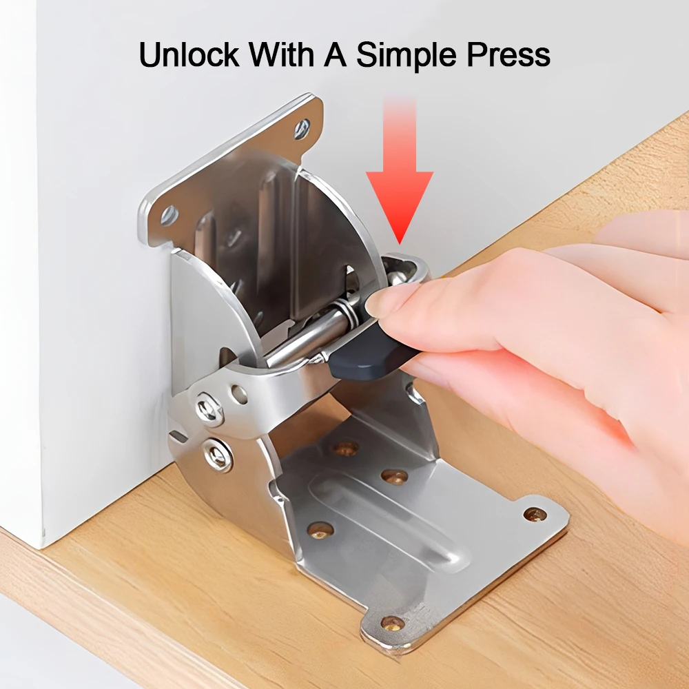 2 Pieces/4 Pieces Thicken Heavy-Duty Self-Locking Folding Hinges DIY Foldable Wooden Board Hinge for RV Furniture Table Stool