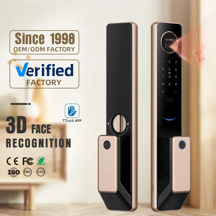 2024 New 3D Face Recognition Keypad Fingerprint Card Intelligent Digital Push Pull TTlock App Smart lock