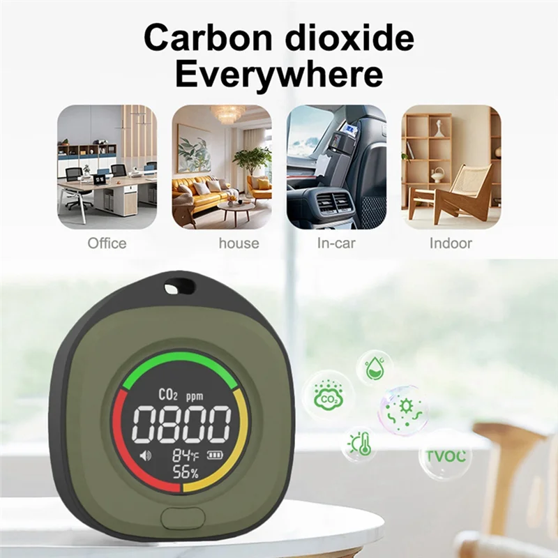 K5C Mini Carbon Dioxide Detector CO Tester Air Quality Portable Monitor LED Screen USB Typc-C Charging Indoor-A74Z