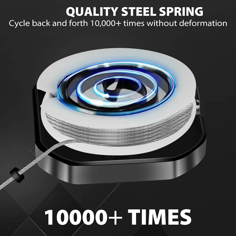 سلسلة مفاتيح معدنية مع مشبك حزام ، سلسلة مفاتيح للخدمة الشاقة ، حامل شارة هوية معدني ، بكرة ، حبل فولاذي