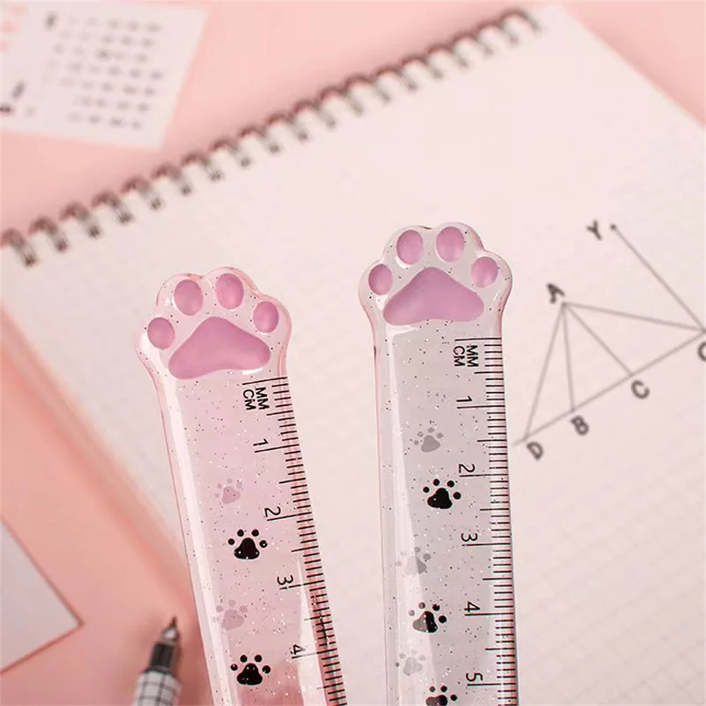1/3/5PCS Oeny Cute Kitty Cats Paw Straight Ruler Kawaii Stationery Funny Drawing Gift Korean Office School Measuring Drawing