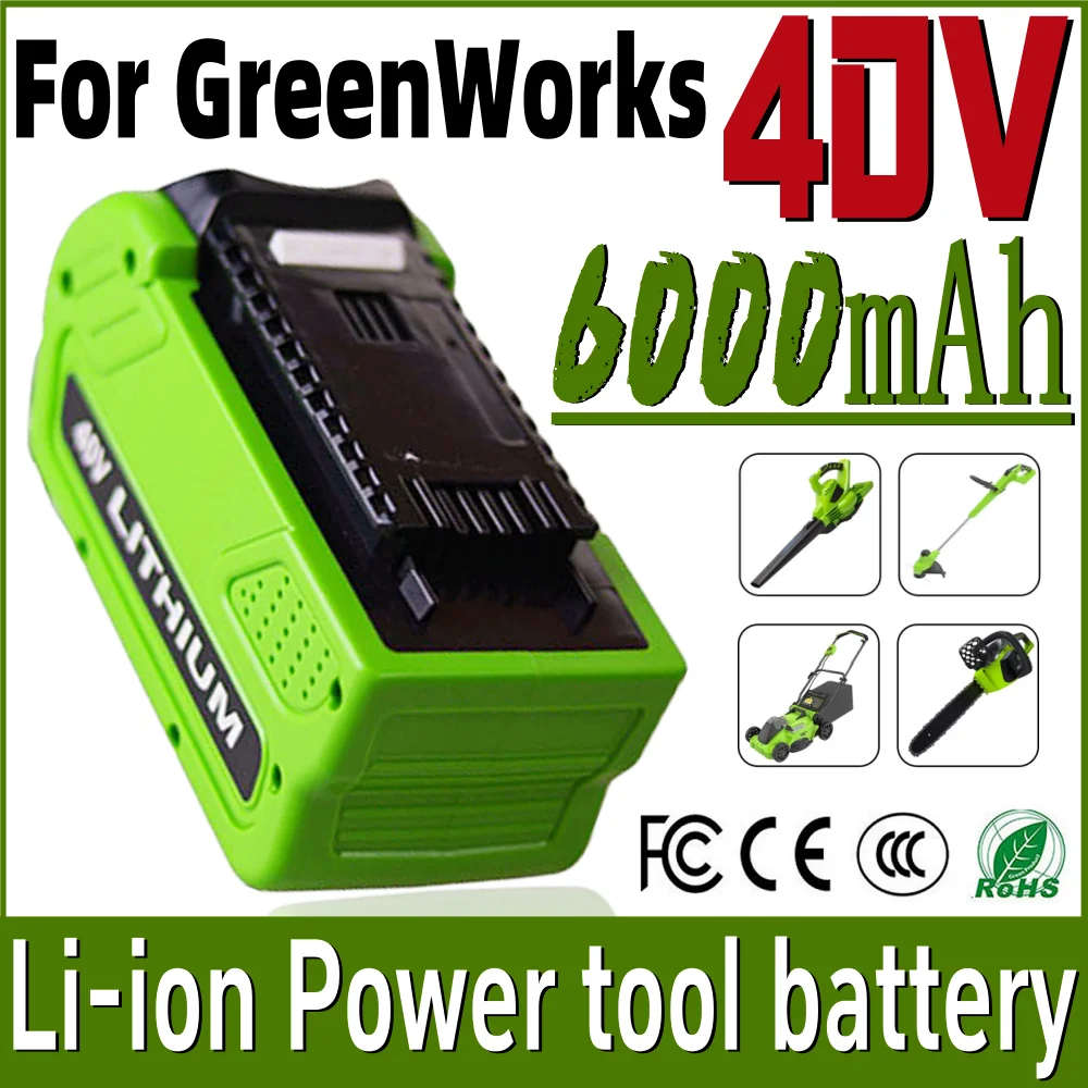 

40V For GreenWorks Power Tool 6000mAh/6.0AH Lithium Battery，Compatibility 29462 29472 29282 G-MAX GMAX Lawn Mower