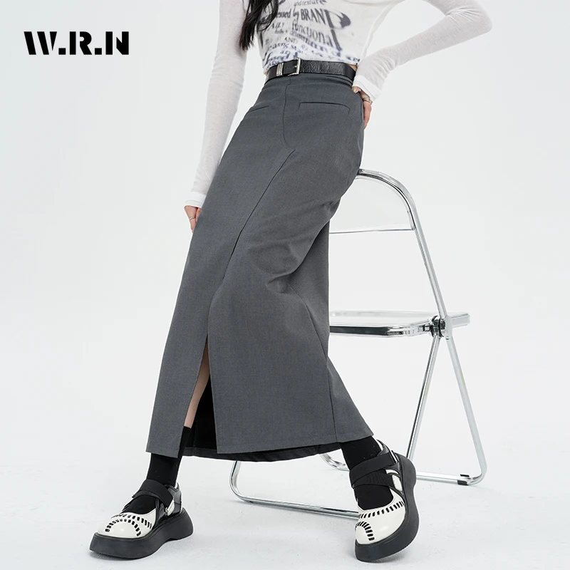 2023 Autumnr Office Lady Style Solid Color Soft Mid Long Suits Skirts Women Vintage Casual High Waist Slim Fit A-Line Skirt Y2K