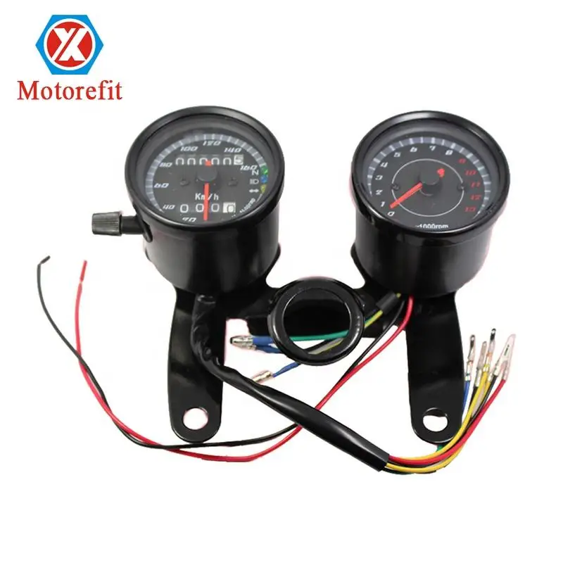 

1Set Black Universal Motorcycle Speedometer Odometer Gauge 0 ~ 160 km/h 13000 rpm LED Backlight tachometer Instrument