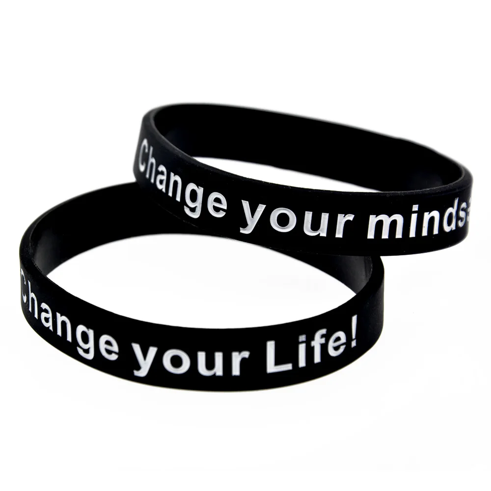 1 PC Inspirierendes Silikonarmband „Change Your Mind Set Change Your Life“ für Selbstverbesserung, Alltagsarmband – Detail 6