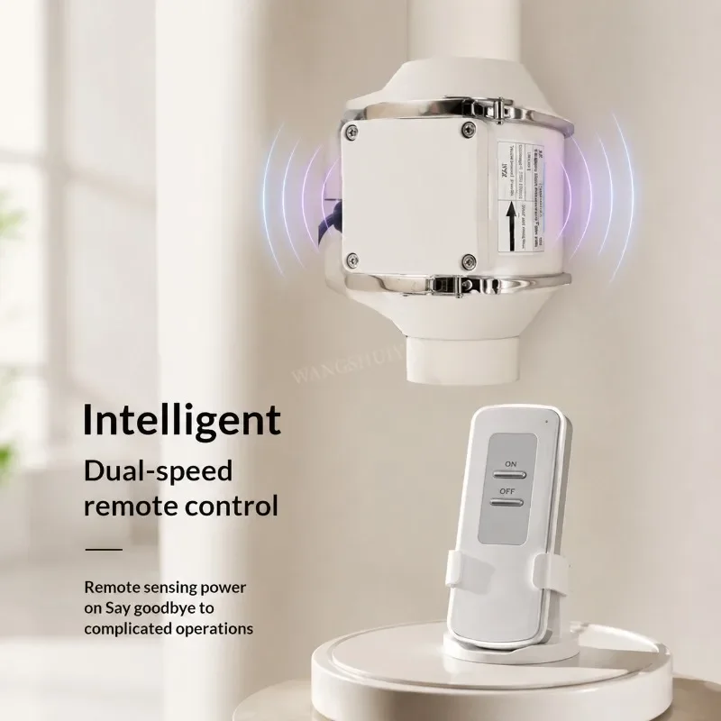 4/5/6inch Remote Control Exhaust Fan Silent Inline Pipe Duct Fan Bathroom Extractor Ventilation Kitchen Toilet Wall Air Cleaning