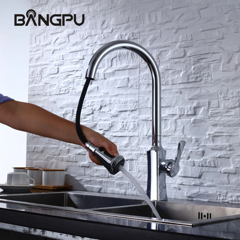 

Kitchen Pull Down Sink Faucets Single Handle 2 Modes Vessel Sink Faucet Deck Mounted One Hole Hot Cold Mixer Taps Chrome