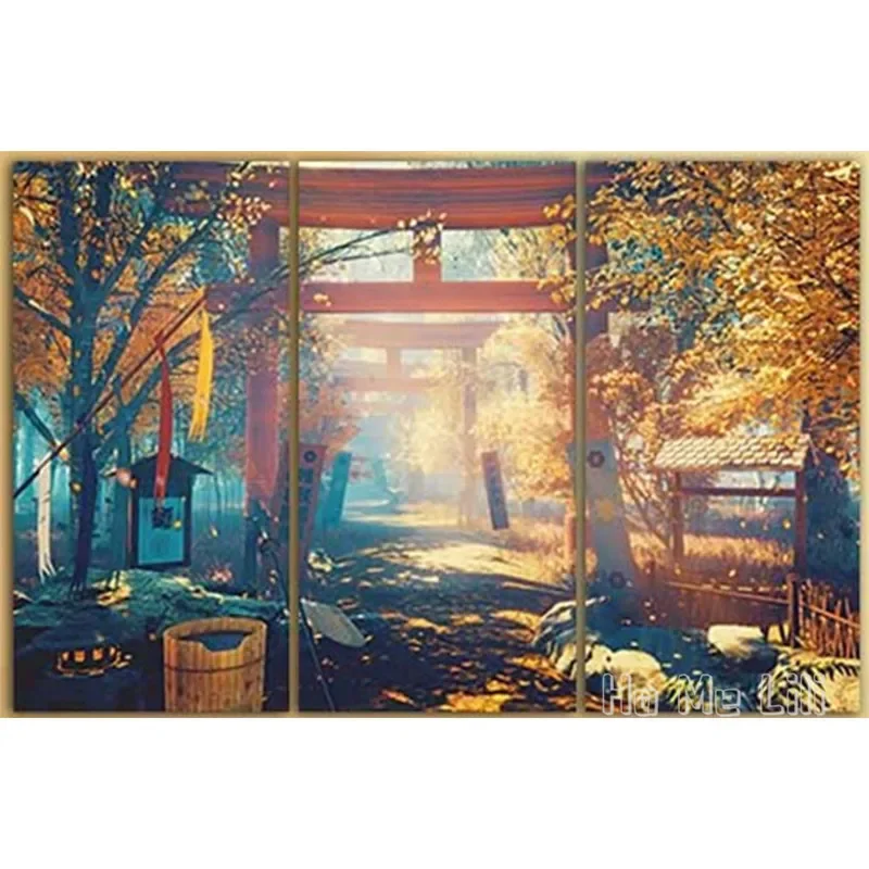 Arte de pared en lienzo Fushimi Inari Shrine, conjunto de Japón, decoración de puertas Torii, Impresión de otoño, obra de arte japonesa, foto de Tokio