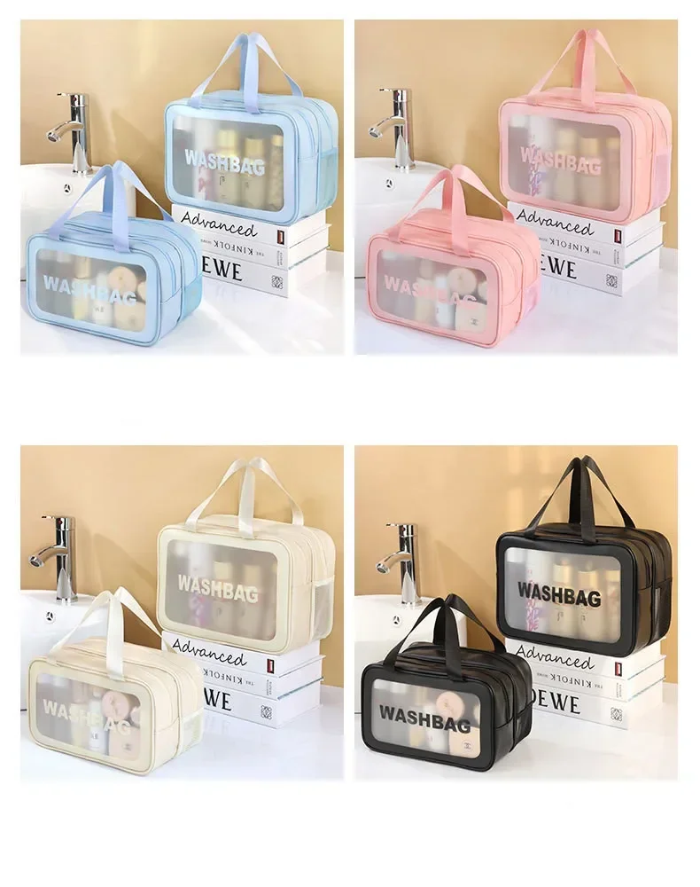 2025 New Model Fitness and Swimming Essential Double Transparent Dry and Wet Separation Bag Portable Travel - PU Cosmetic Bag image 4