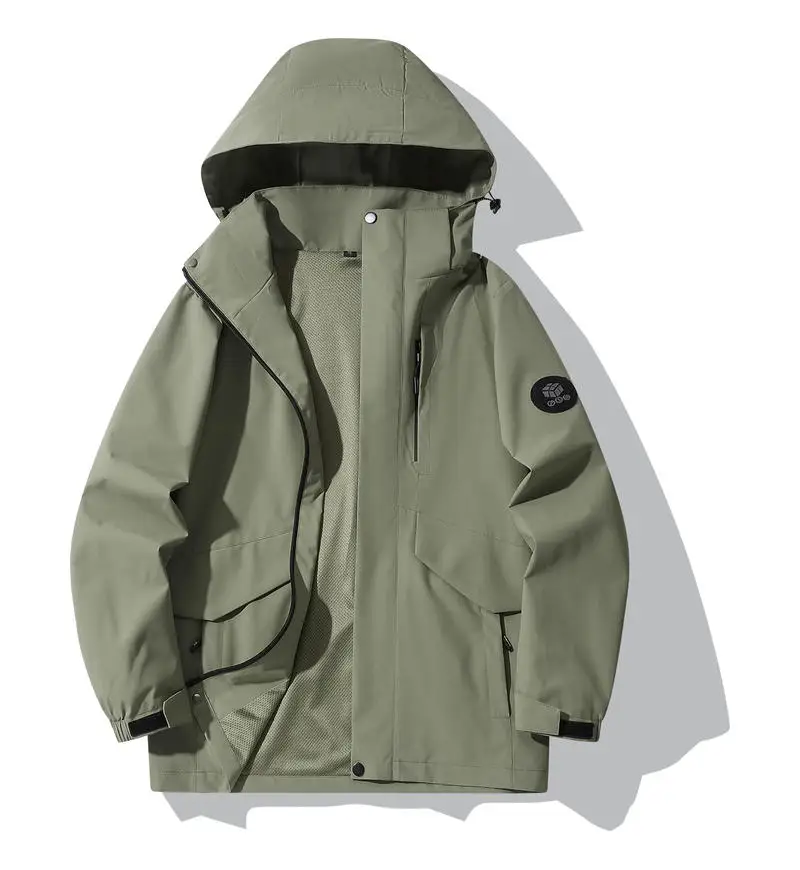 

Windbreaker Men Zipper Jacket Waterproof Outdoor Hooded Coat Sports Increase Looseness Size XS-4XL Field Climbing Thin Outwear
