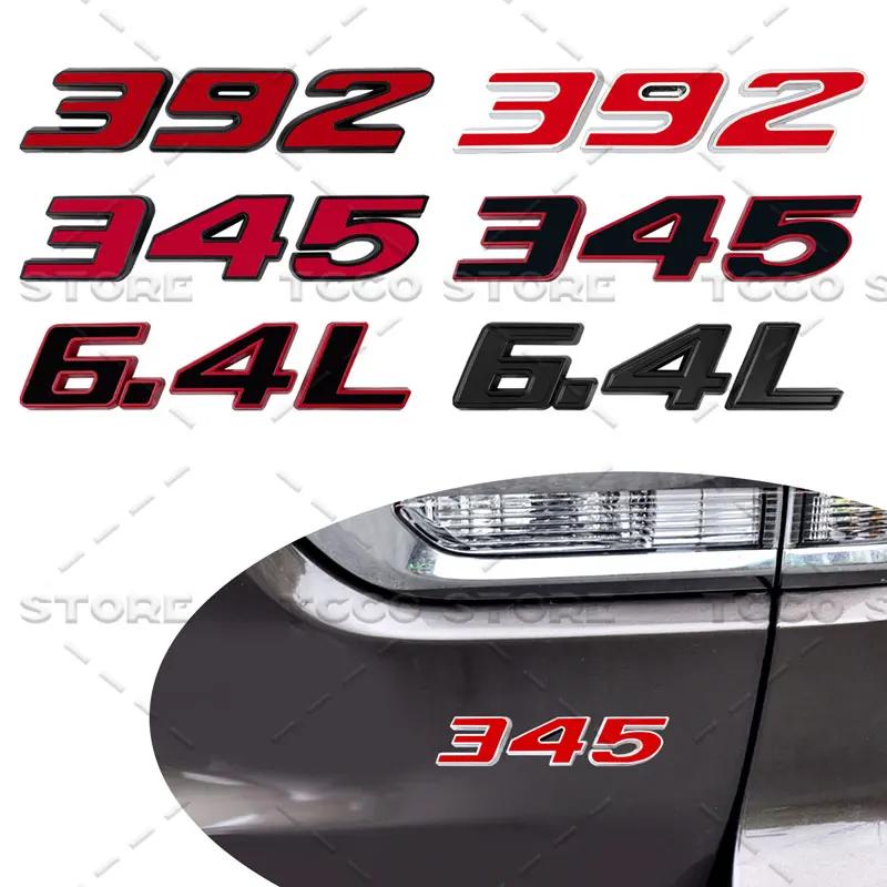 392 345 6.4L شعار شعار سبائك معدنية لاصق شارة الخلفي الجذع الحاجز الجسم ملصق ل HEMI البوصلة رانجلر شاحن التحدي