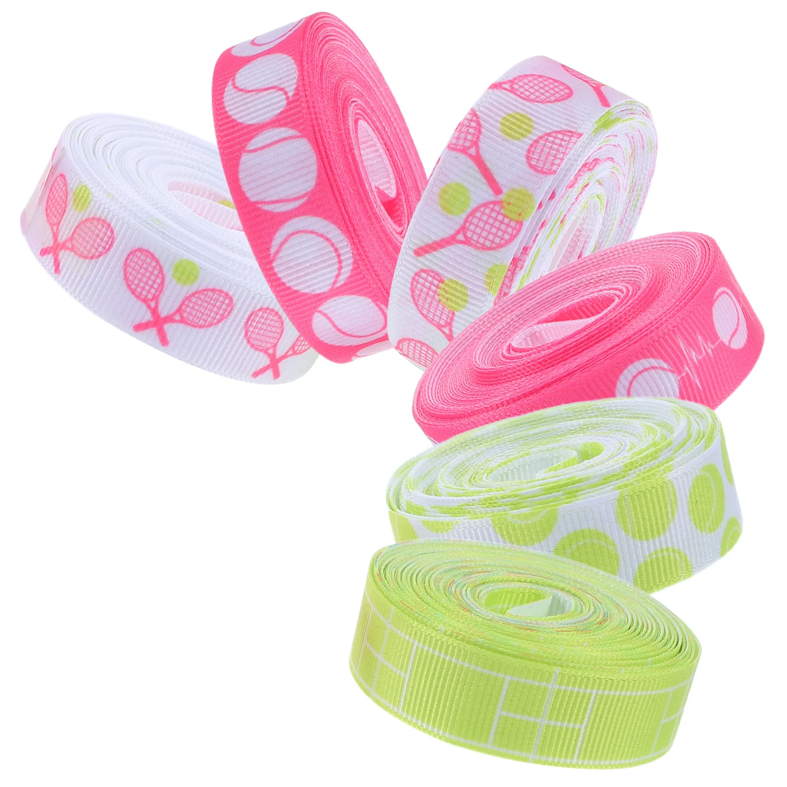 

6 Pcs Tennis Threaded Belt Baseball Hanging Ribbon Decoration Print for Crafts Polyester Ornament