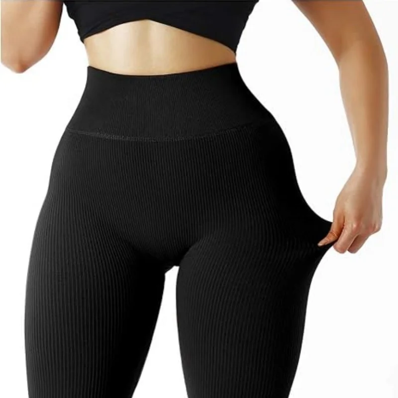 Ribbed Yoga Pants High Waisted Gym Leggings Sport Women Fitness Seamless Female Legging Running Training Tights