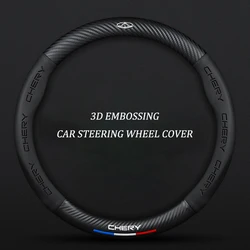 Car Leather Steering Wheel Cover For Chery Tiggo 3 4 5 7 8 Pro 2022 Arrizo 7 GX 5x EQ7 Eastar A3 Steering Wheel Protection Wrap