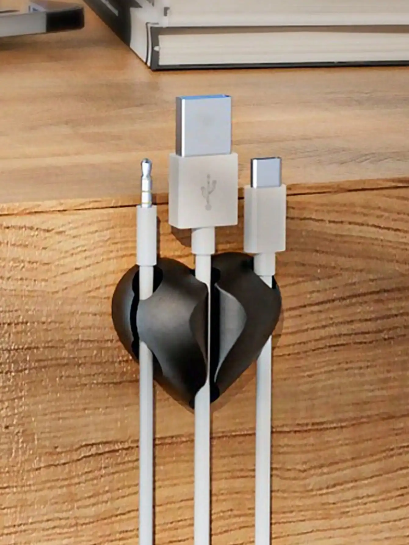 3 Colors Available, Heart-Shaped Desktop Cable Organizer, 2-Pack Self-Adhesive Cable Organizer for Computer, Mouse, and Headphone Cables