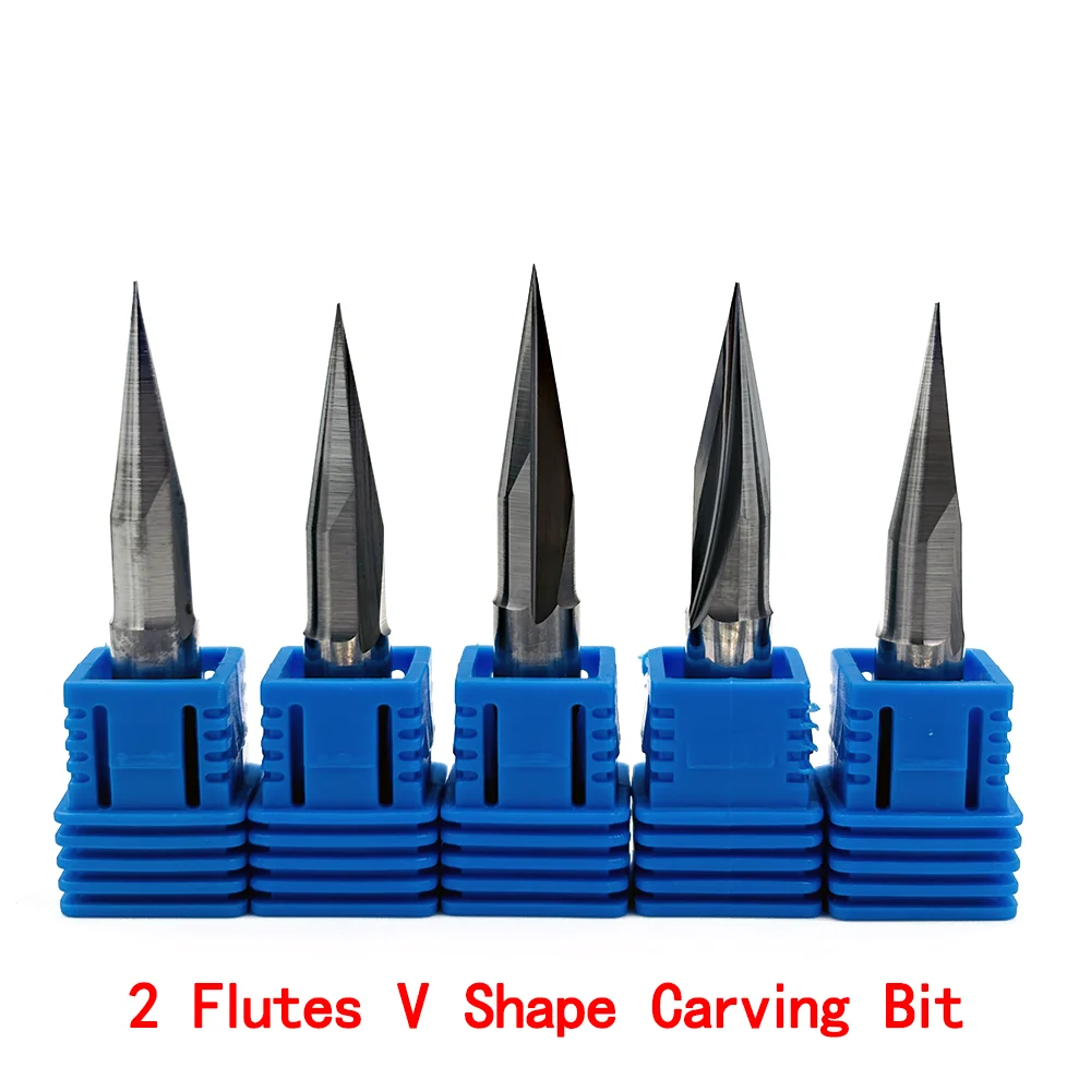 CNC Carving Bit D3.175/4/6mm 15/20/30 Degrees V Shape End Mill CNC Router Bit 2 Flute Milling Cutter for Wood Engraving B