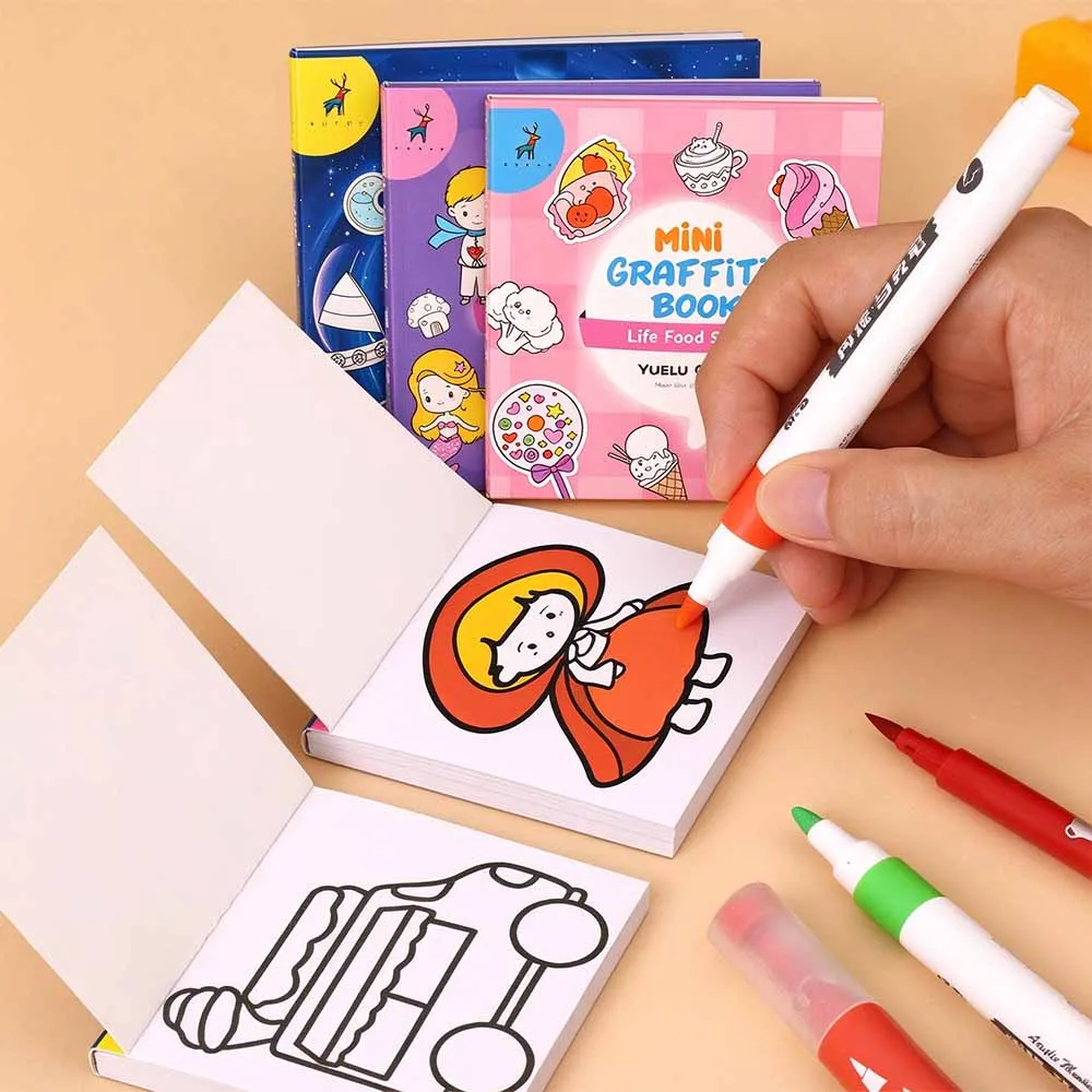 Mini Graffiti Book Set - Portable Pocket Sketchbook for Adults, DIY Coloring Drawing Practice, Stress Relief Art