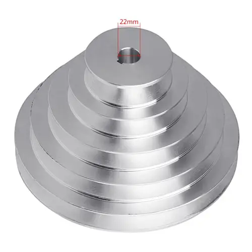 Imagen 2 del producto Rueda polea Pagoda aluminio tipo A, 5 escalones, 150mm diámetro exterior para correa en sincronización, 62KD