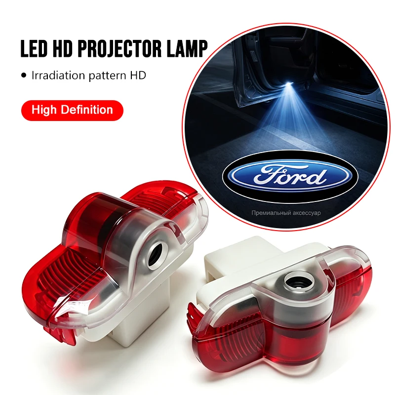 

2pcs Welcome LED Light Car Door Badge Wireless HD Projector Lamp for Ford Focus Mk3 Fiesta Ranger Fusion Mondeo Mustang Fusion