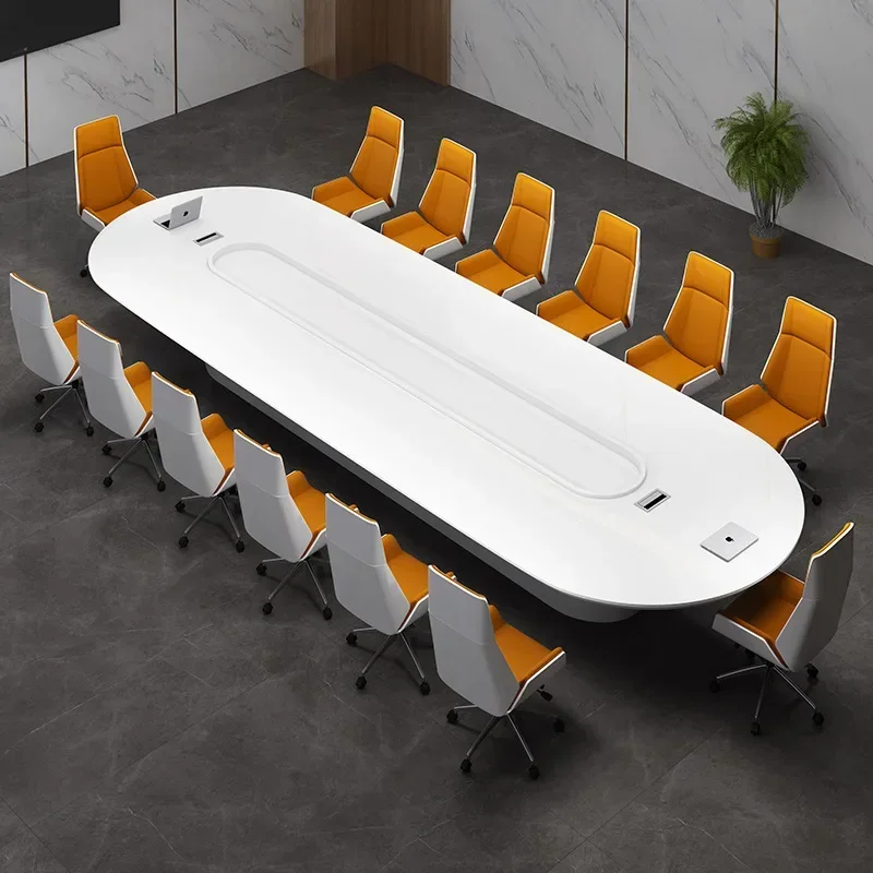 Office furniture meeting simple modern white table and chair combination