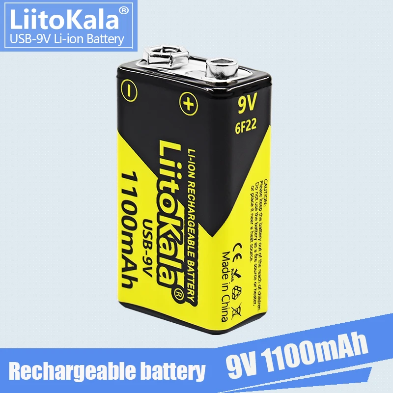 1PCS LiitoKala USB-9V 1100mAh rechargeable Li-ion Battery is suitable for Camera Toy Multimeter Remote Control KTV Microphone