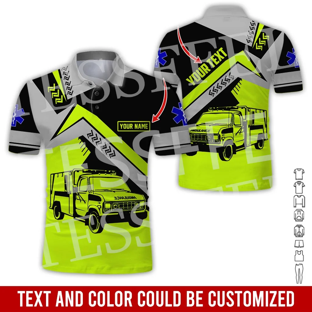 Custom Name Cosplay EMS EMT Medical Paramedic Nurse Worker Retro 3DPrint Summer Polo Shirts Harajuku Casual Short Sleeves A2 - Image 3