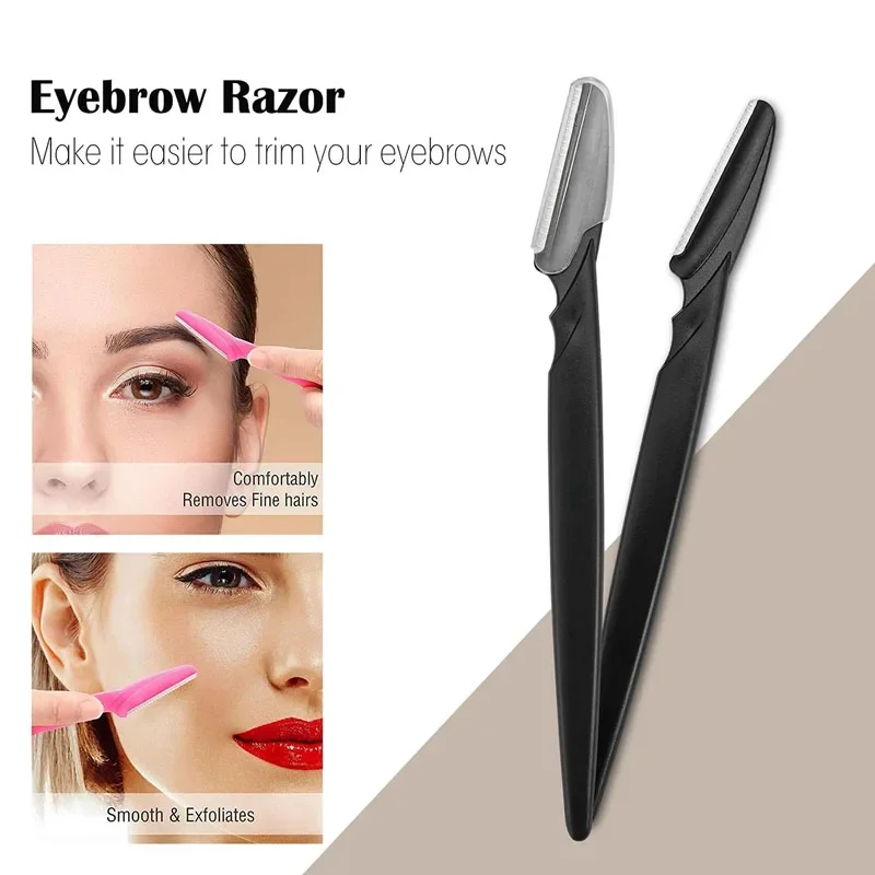 12Pcs Mix Color Eyebrow Razor Women Face and Body Safe Trimmer Hair Shaver Eye Brow Remover with Cover Small Makeup Tools Set