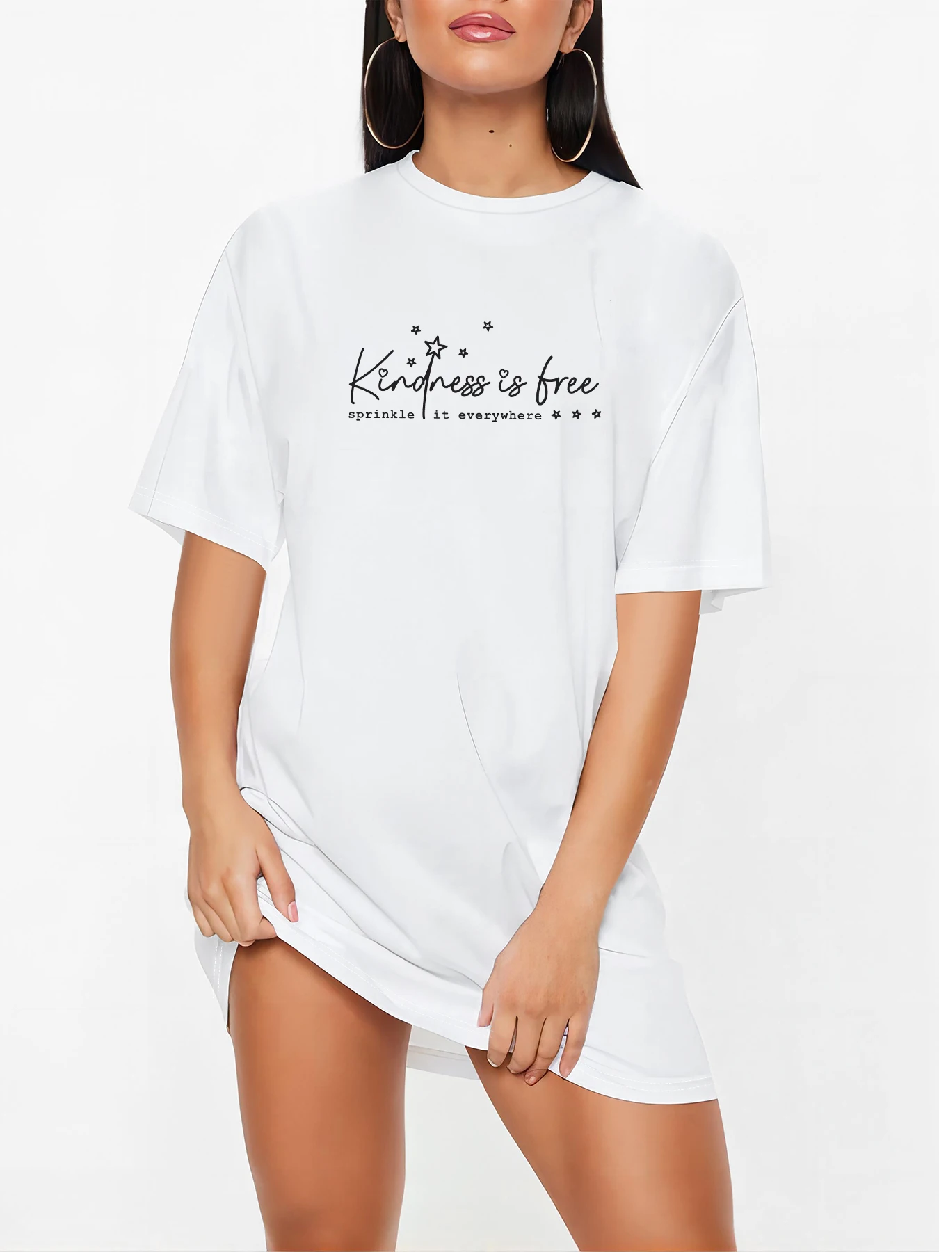 Kindness is free lettering print Design Graphic Drop Shoulder Tee Dress