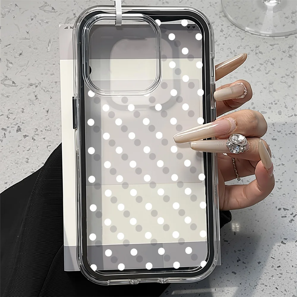 Polka Dots Clear Phone Case For iPhone 17 Pro For iPhone 16 15 14 13 12 Pro Max 17Air Transparent Soft Silicone Shockproof Cover